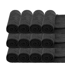 MR RAG 40x40cm BLACK edgeless 380GSM mikrofibra czarna bezszwowa 12-pack