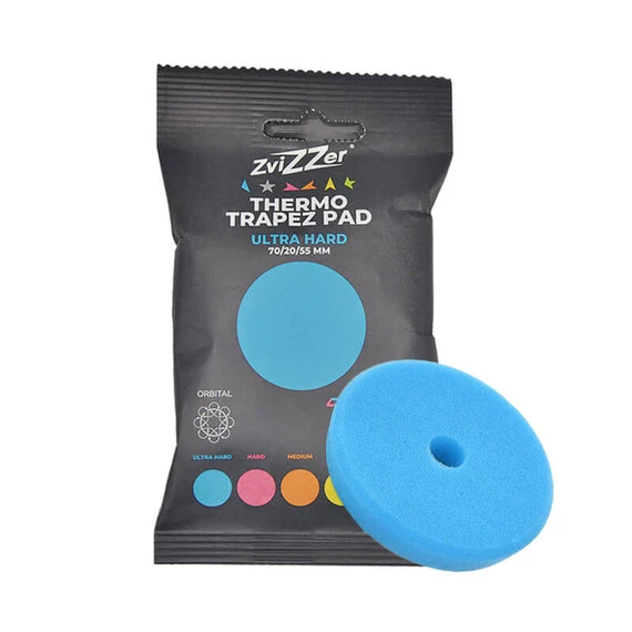 ​ZviZZer THERMO TRAPEZ PAD BLUE ULTRA HARD 70/20/55, niebieska gąbka polerska mocno tnąca