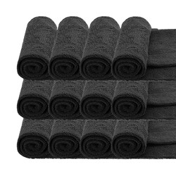 MR RAG 40x40cm BLACK edgeless 380GSM mikrofibra czarna bezszwowa 12-pack