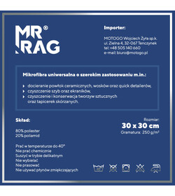 MR RAG 30x30cm white 250gsm mikrofibra biała