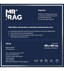 MR RAG 40x40cm GREEN 380GSM mikrofibra zielona puszysta