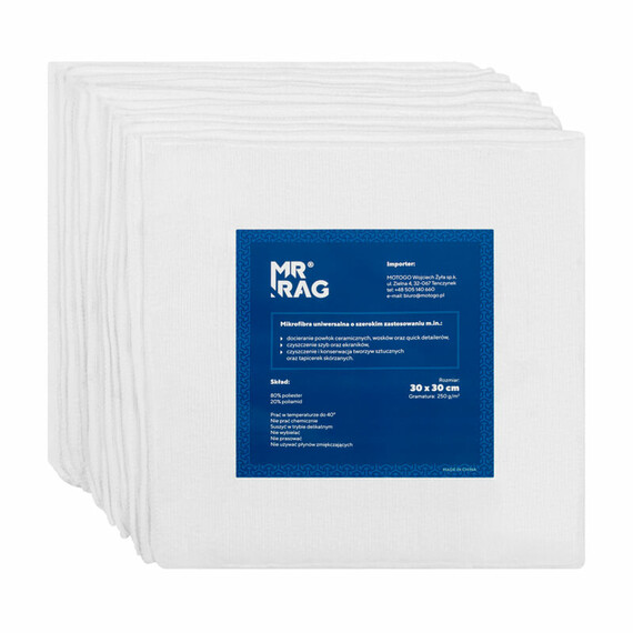 MR RAG 30x30cm white 250gsm 12-pack mikrofibra biała
