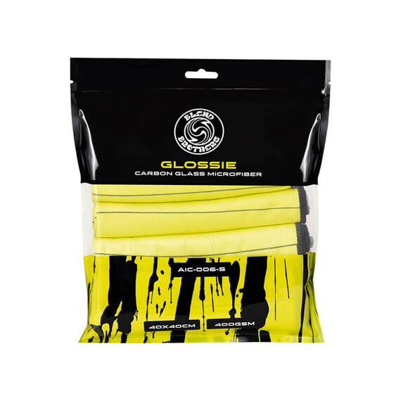 Blend Brothers GLOSSIE Yellow Carbon Glass Microfiber 40x40cm 5szt - carbonowa mikrofibra do szyb