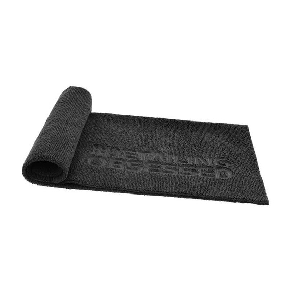 MR RAG 40x40cm Detailing Obsessed BLACK edgeless 380GSM mikrofibra czarna bezszwowa