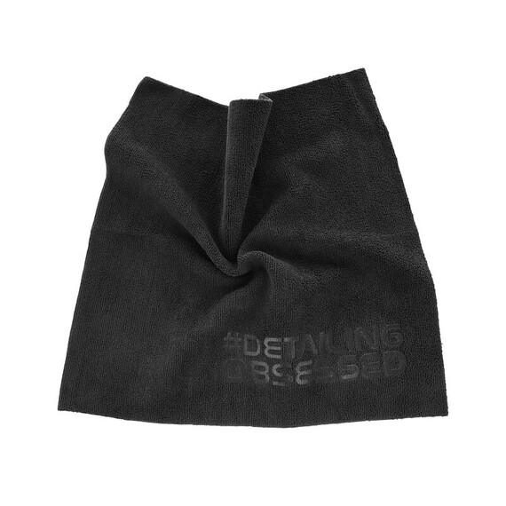 MR RAG 40x40cm DETAILING OBSESSED BLACK Edgeless 380gsm mikrofibra bezszwowa czarna