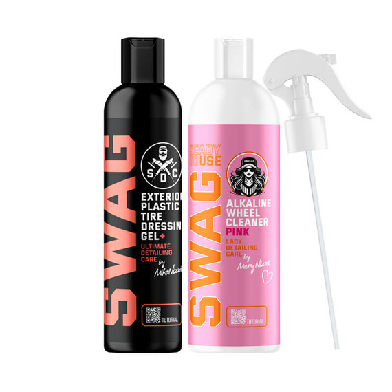 SWAG Lady Alkaline Wheel Cleaner Pink RTU 500ml + Exterior Plastic Tire Dressing 250ml - walentynkowy zestaw