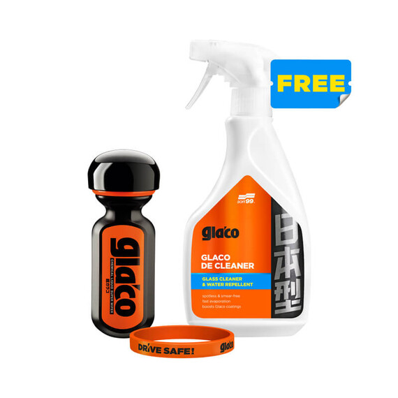 Soft99 Zestaw Drive Safe - Ultra Glaco 70ml Glaco De Cleaner 500ml + opaska