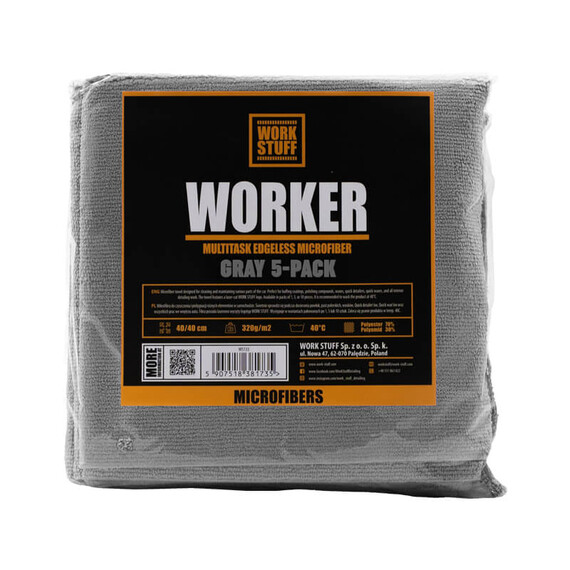 Work Stuff Worker Grey 5-pack - zestaw uniwersalnych mikrofibr