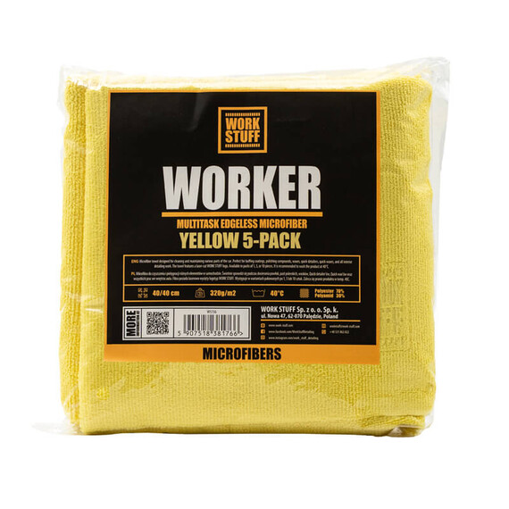 Work Stuff Worker Yellow 40x40cm 5-pack - zestaw mikrofibr do czyszczenia i pielęgnacji
