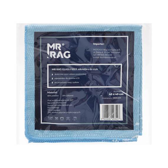 MR RAG Diamond Glass Blue 40x40cm 280gsm - mikrofibra do czyszczenia szyb