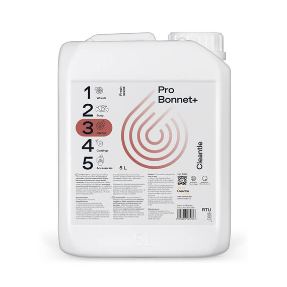 Cleantle Pro Bonnet+ 5L - środek do czyszczenia podsufitki i tekstyliów