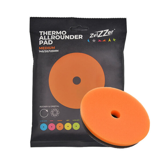 ZviZZer THERMO ALL-ROUNDER PAD ORANGE MEDIUM 140/20/125, pomarańczowa gąbka polerska one step