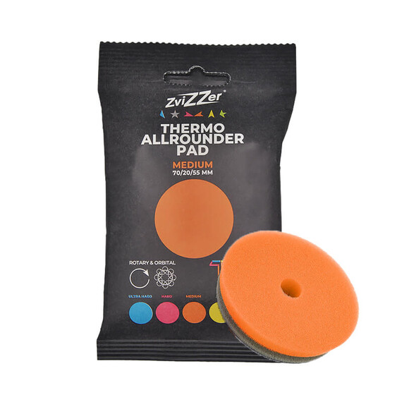 ZviZZer THERMO ALL-ROUNDER PAD ORANGE MEDIUM 70/20/55, pomarańczowa gąbka polerska one step