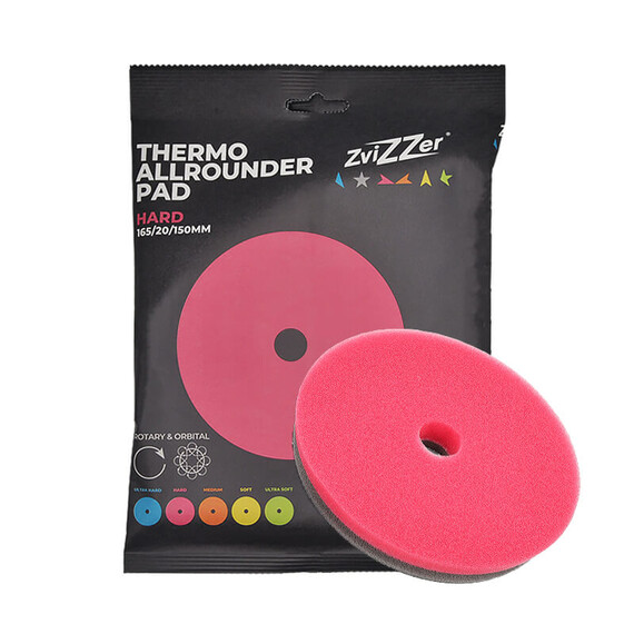 ​ZviZZer THERMO ALL-ROUNDER PAD RED HARD 165/20/150, czerwona gąbka polerska tnąca