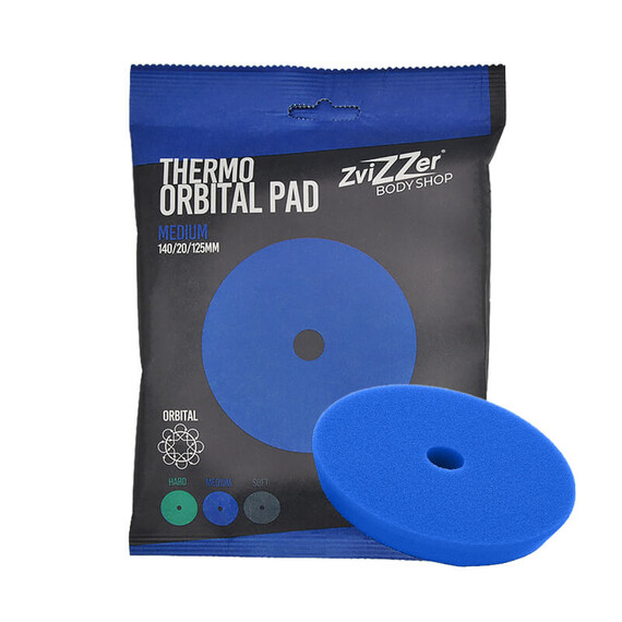 ZviZZer PRO THERMO PAD BLUE MEDIUM CUT 140/20/125, niebieska gąbka polerska one step