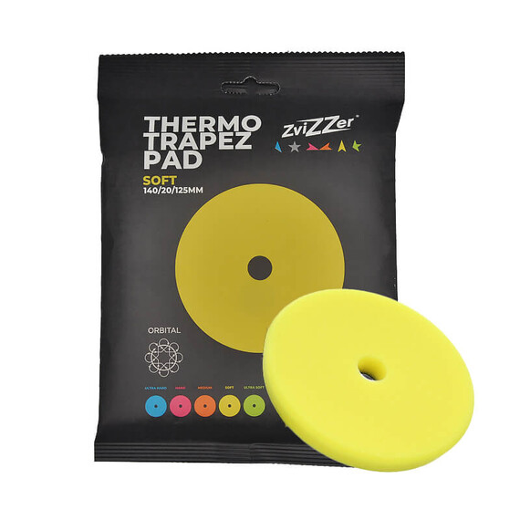 ZviZZer THERMO TRAPEZ PAD YELLOW SOFT 140/20/125, żółta gąbka polerska finiszowa