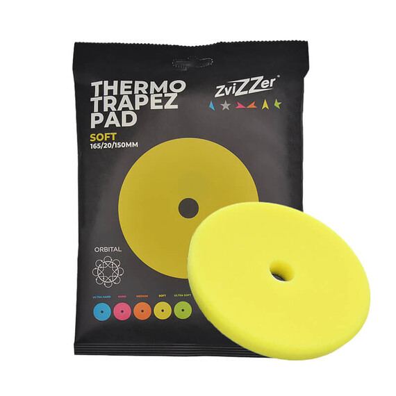 ZviZZer THERMO TRAPEZ PAD YELLOW SOFT 165/20/150, żółta gąbka polerska finiszowa