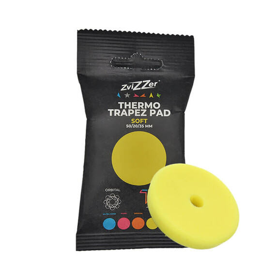 ZviZZer THERMO TRAPEZ PAD YELLOW SOFT 50/20/35, żółta gąbka polerska finiszowa