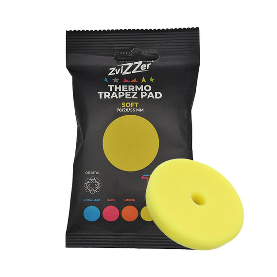 ZviZZer THERMO TRAPEZ PAD YELLOW SOFT 70/20/55, żółta gąbka polerska finiszowa