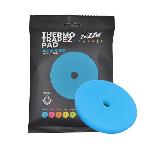 ​ZviZZer THERMO TRAPEZ PAD BLUE ULTRA HARD 140/20/125, niebieska gąbka polerska mocno tnąca