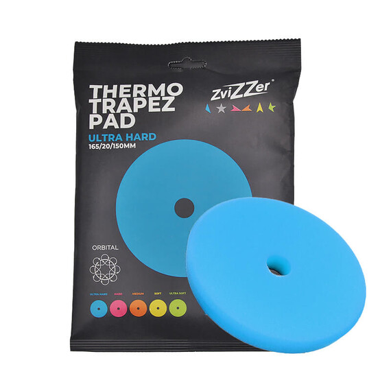 ​ZviZZer THERMO TRAPEZ PAD BLUE ULTRA HARD 165/20/150, niebieska gąbka polerska mocno tnąca