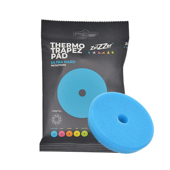 ​ZviZZer THERMO TRAPEZ PAD BLUE ULTRA HARD 90/20/75, niebieska gąbka polerska mocno tnąca