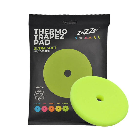 ​  ZviZZer THERMO TRAPEZ PAD GREEN ULTRA SOFT 165/20/150, zielona gąbka polerska ultra finiszowa