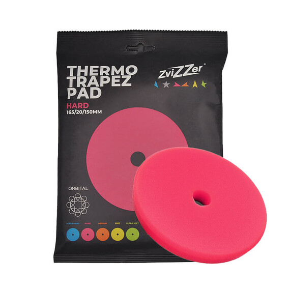 ​ZviZZer THERMO TRAPEZ PAD RED HARD 165/20/150, czerwona gąbka polerska tnąca